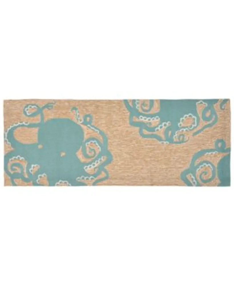 Liora Manne Front Porch Indoor Outdoor Octopus Aqua Area Rug