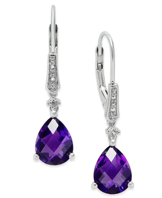 Gemstone (3-3/4 ct. t.w.) and Diamond Accent Birthstone Drop Earrings Sterling Silver