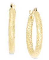 Textured Wide Hoop Earrings in 10k Gold