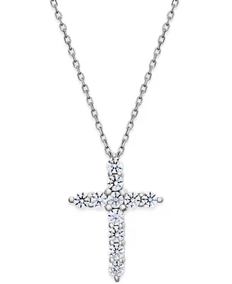 Diamond Cross Pendant Necklace (1/2 ct. t.w.) in 14k White Gold