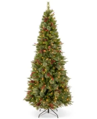 National Tree Company 7.5 Feel Real Colonial Slim Hinged Christmas Tree With 400 Clear Lights