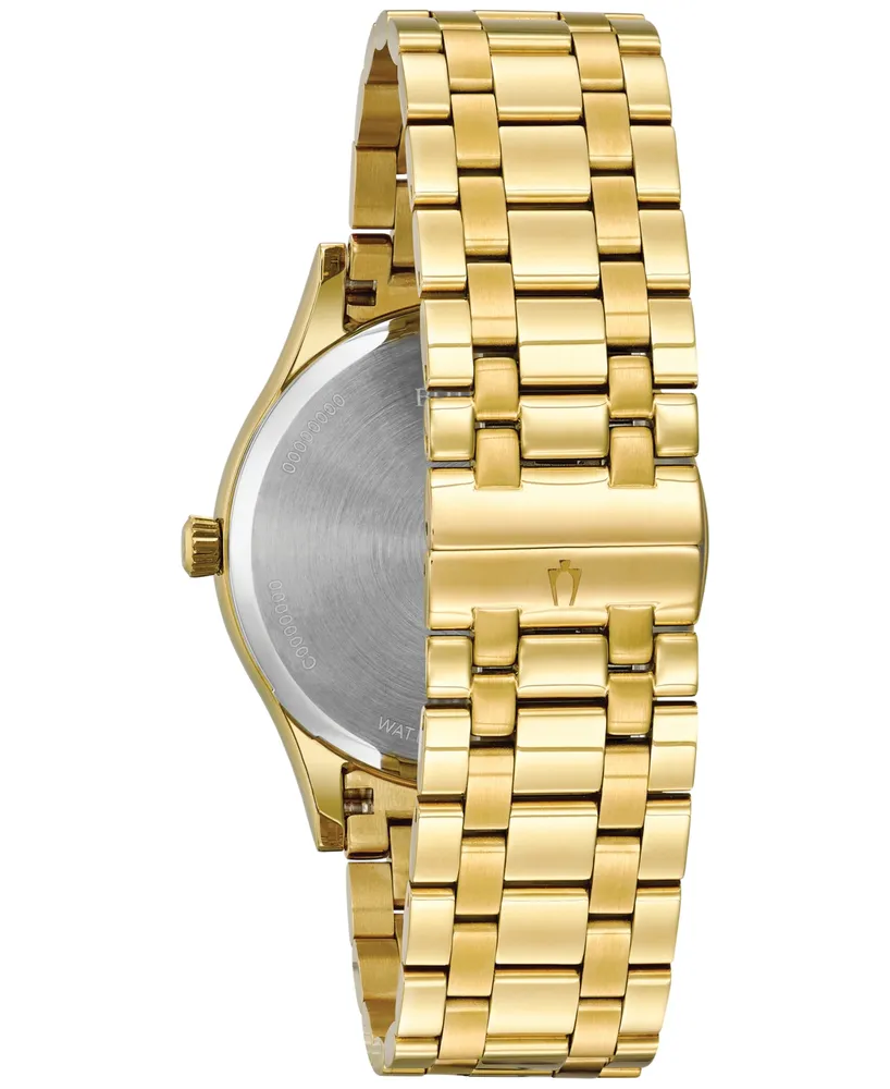 Bulova Men's Dress Diamond Accent Gold-Tone Stainless Steel Bracelet Watch 40mm 97D108