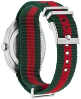 Gucci Men's GG2570 Swiss Green-Red-Green Web Nylon Strap Watch 41mm YA142305