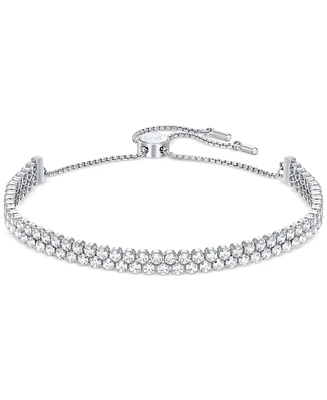 Swarovski Pave Crystal Slider Bracelet - Silver