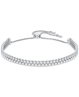 Swarovski Pave Crystal Slider Bracelet - Silver