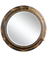 Round Metal Porthole Wall Mirror, Rust