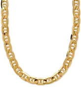 Italian Gold 22" Beveled Marine Link Chain Necklace (7-1/5mm) in 10k Gold