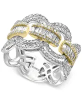 Duo by Effy Diamond Statement Ring (1-1/10 ct. t.w.) 14k White and Yellow Gold - Two