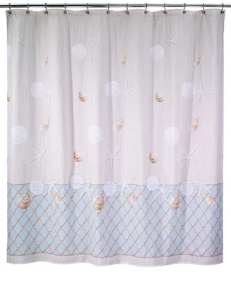 Avanti Seaglass Seashell and Netting Shower Curtain, 72" x 72"