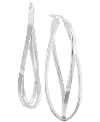 Double Oval Twist Earrings in Sterling Silver