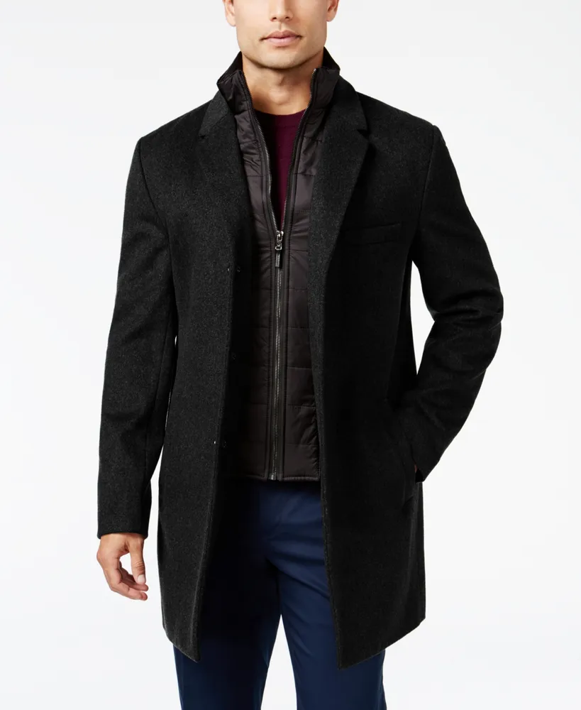Michael Kors Men's Water-Resistant Slim-Fit Overcoat with Zip-Out Liner
