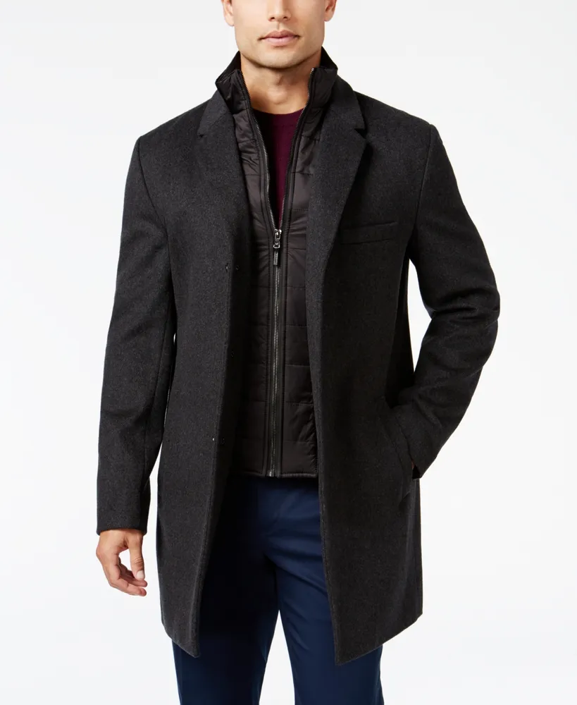 Michael Kors Men's Water-Resistant Slim-Fit Overcoat with Zip-Out Liner