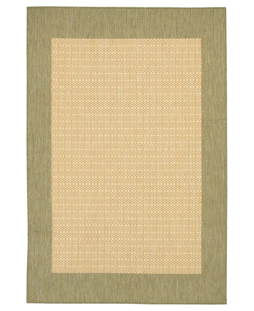 Closeout! Couristan Recife Checkered Field Natural/Green 7'6" Square Indoor/Outdoor Area Rug