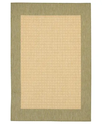 Closeout! Couristan Recife Checkered Field Natural/Green 7'6" Square Indoor/Outdoor Area Rug
