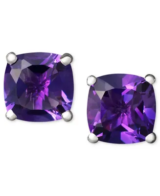 Amethyst (1-3/4 ct. t.w.) Cushion Stud Earrings 14k white gold (Also Available Peridot, Garnet, Citrine and Blue Topaz)