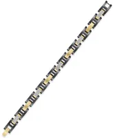 Men's Diamond Link Bracelet (3/8 ct. t.w.) in Stainless Steel with Black and Gold Ion-Plating - Two