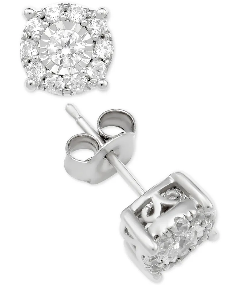 Diamond Halo Stud Earrings (1 ct. t.w.) 14k Gold, White Gold or Rose