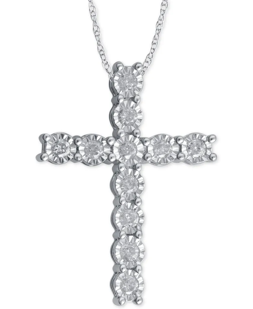 Diamond Cross Pendant Necklace (1/4 ct. t.w.) in Sterling Silver