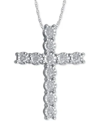 Diamond Cross Pendant Necklace (1/4 ct. t.w.) Sterling Silver