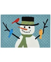 Liora Manne Front Porch Indoor/Outdoor Snowman And Friends Blue 2' x 3' Area Rug