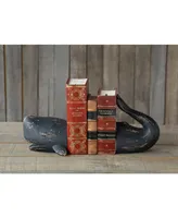 Decorative Distressed Resin Whale Bookends, Black, Set of 2