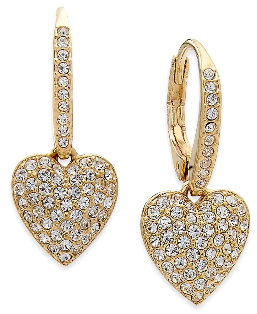 Eliot Danori Pave Heart Drop Earrings, Created for Macy's