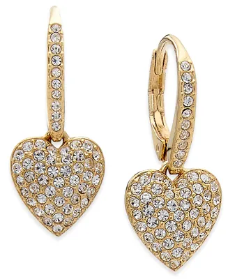 Eliot Danori Pave Heart Drop Earrings, Created for Macy's