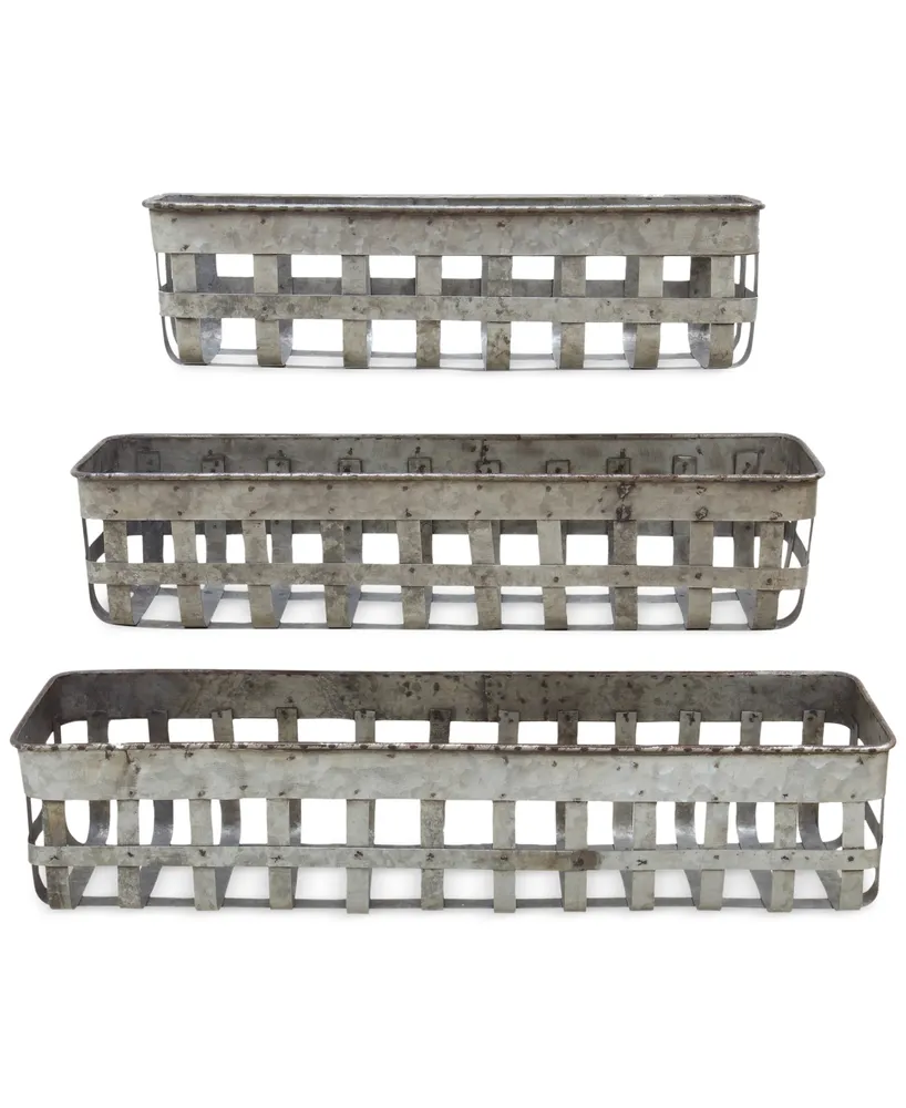 Open Weave Metal Baskets, Silver, Set of 3