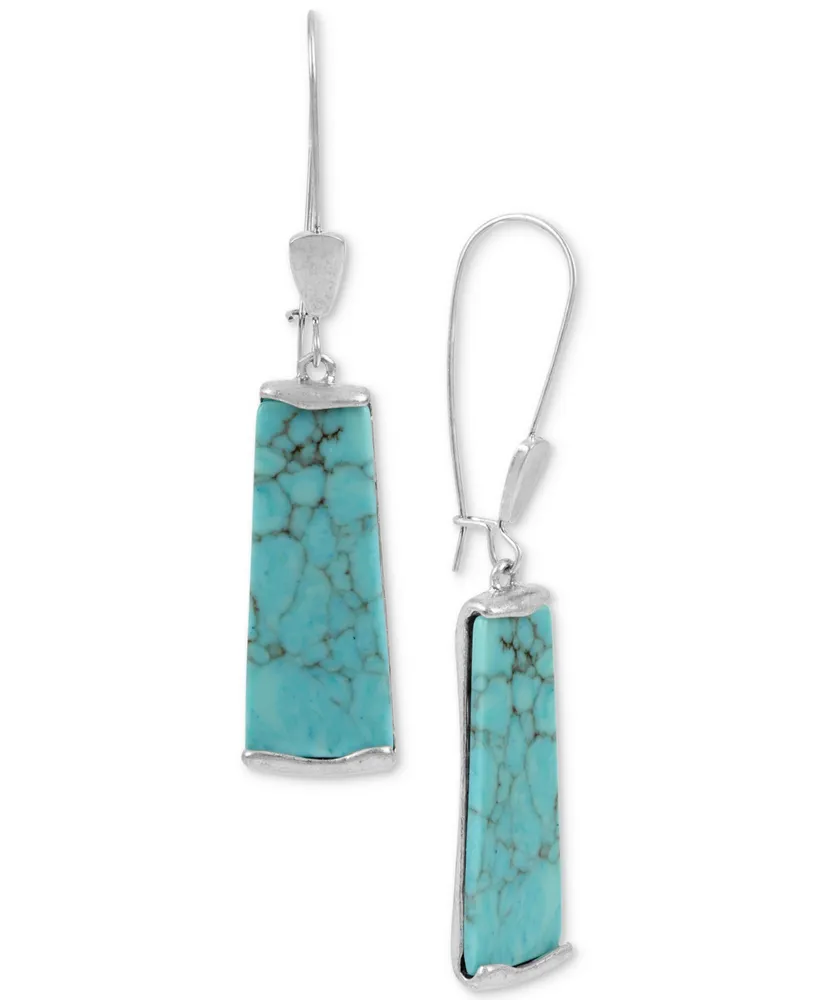 Robert Lee Morris Soho Silver-Tone Turquoise-Look Stone Drop Earrings