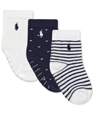 Ralph Lauren Baby Boys Logo Cushioned Crew Socks, Pack of 3