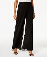 Msk Petite Mesh Sparkle Wide-Leg Pants