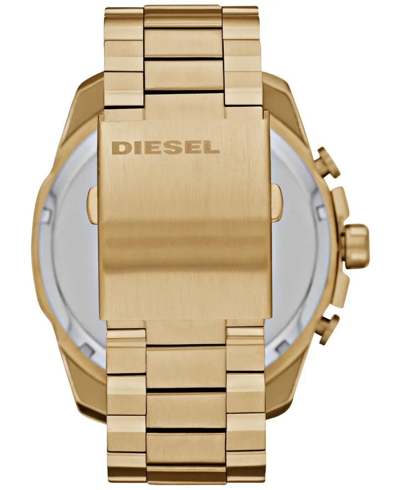Diesel Men's Chronograph Mega Chief Gold-Tone Stainless Steel Bracelet Watch 59x51mm