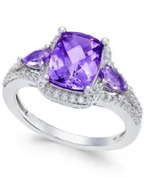 Amethyst (1-3/4 ct. t.w.) and White Topaz (1/4 ct. t.w.) Ring in Sterling Silver