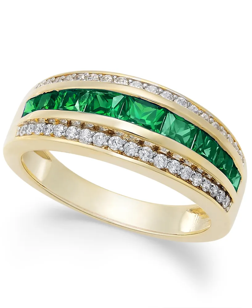 Emerald (1 ct. t.w.) & Diamond (1/6 ct. t.w.) Ring in 14k Gold
