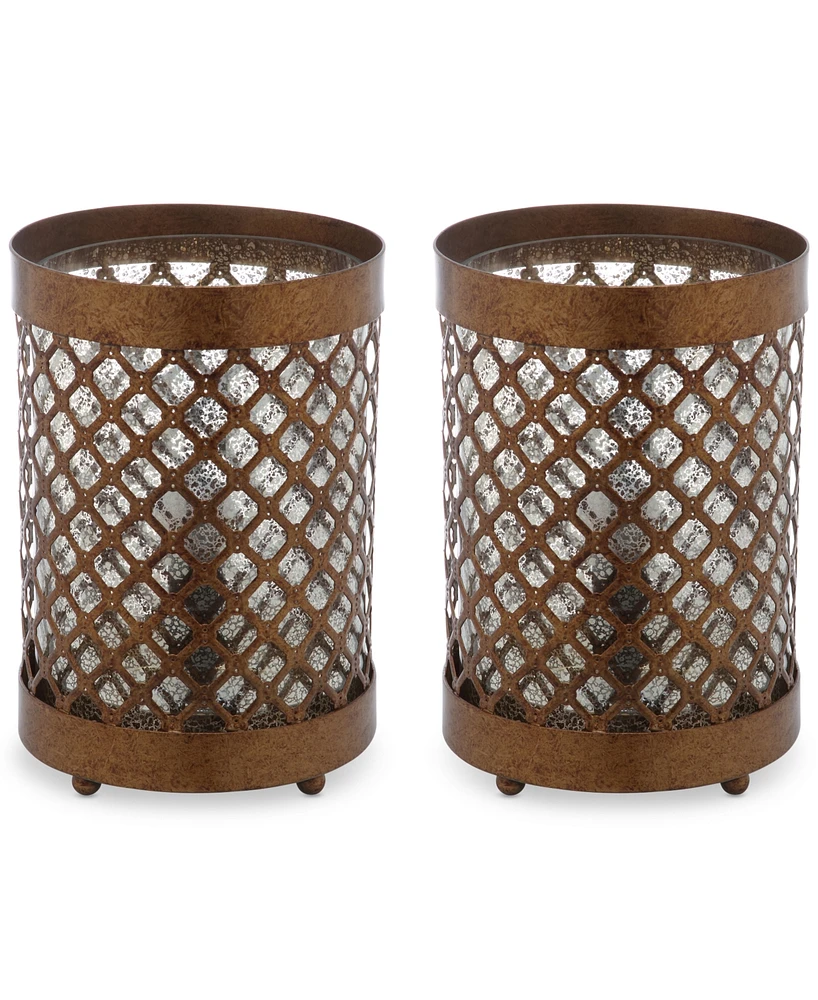 Safavieh Set of 2 Borden Hurricane Bronze-Finish Table Lamps