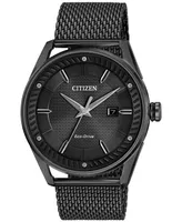 Citizen Men's Drive From Citizen Eco-Drive Black Mesh Stainless Steel Bracelet Watch 42mm