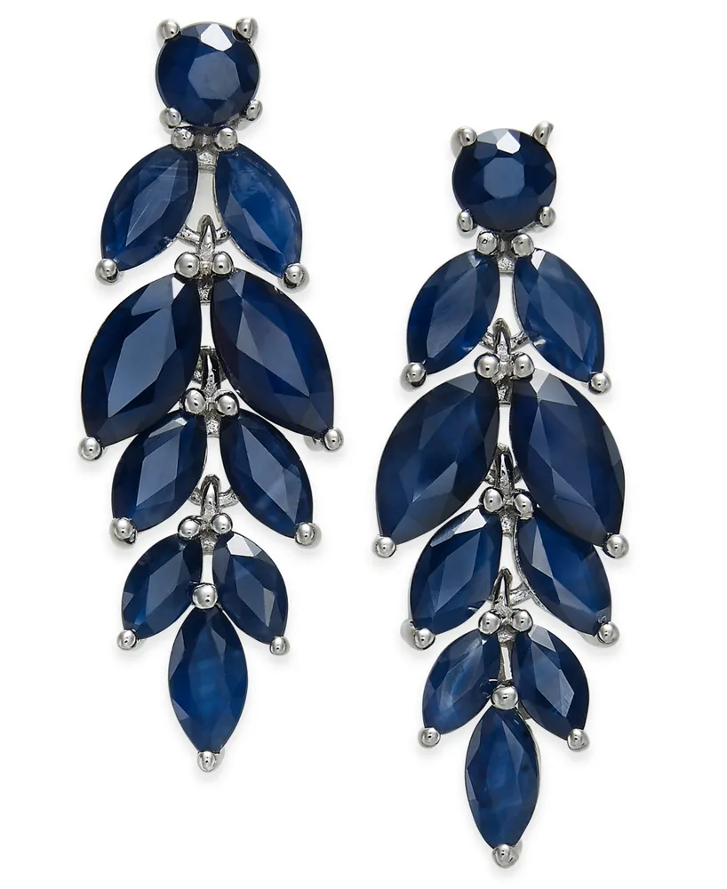 Blue Sapphire (6-1/2 ct. t.w.) & White Sapphire (1/2 ct. t.w.) Chandelier Earrings in Sterling Silver, Created for Macy's