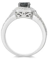 Diamond Halo Ring (1 ct. t.w.) in Sterling Silver