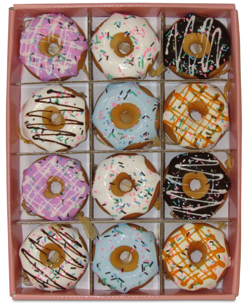 Kurt Adler Set of 12 Donut Ornaments