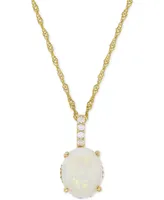 Opal (1-5/8 ct. t.w.) & Diamond (1/10 ct. t.w.) Pendant Necklace in 14k Gold