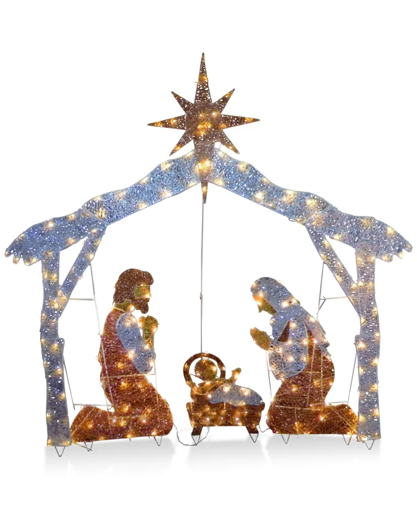 National Tree Company 72" Crystal Nativity With 250 Clear Mini Lights