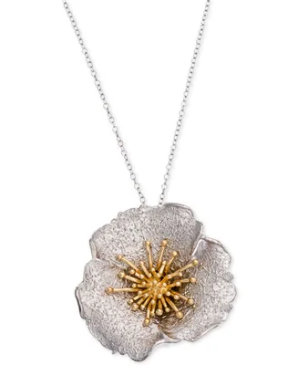 Giani Bernini Two-Tone Hibiscus Pendant Necklace, Created for Macy's - Two