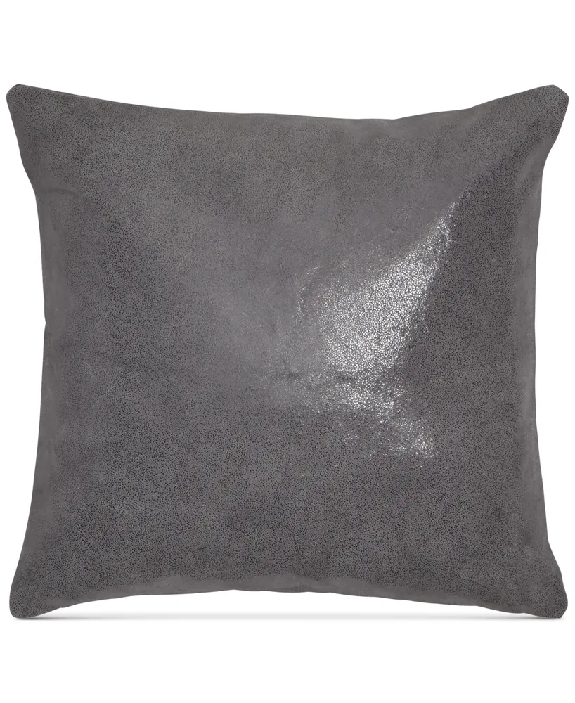 Donna Karan Home Moonscape Reversible Leather Charcoal 16 Square  Decorative Pillow