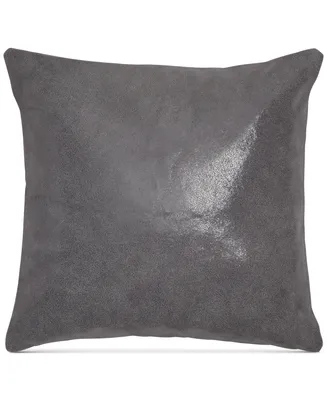Donna Karan Home Moonscape Reversible Leather Charcoal 16" Square Decorative Pillow