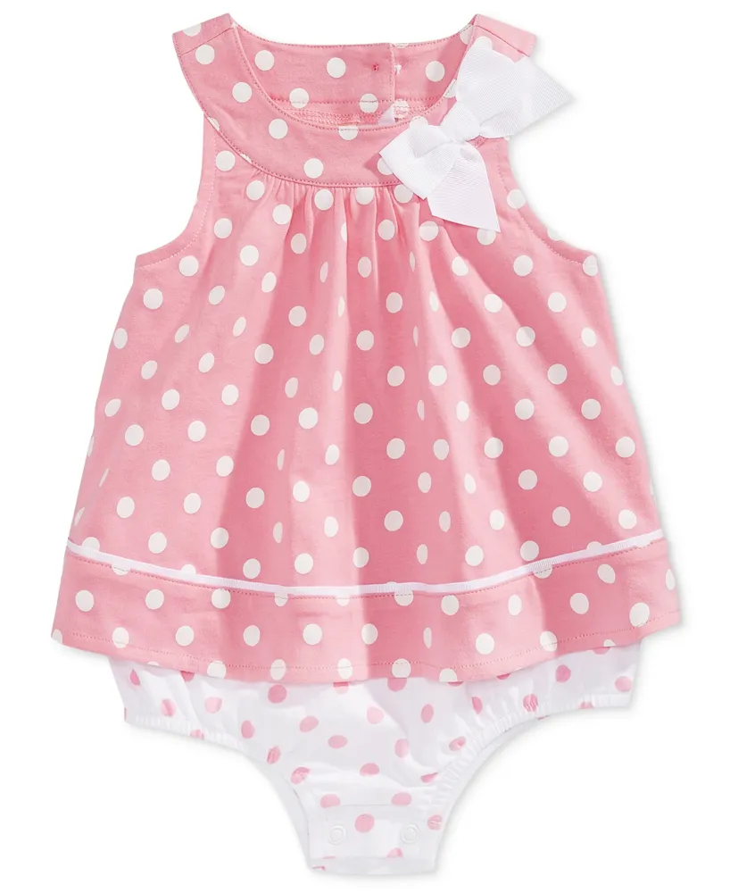 First Impressions Baby Girls Dotted Cotton Sunsuit, Created for Macy's