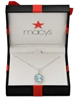 Blue Topaz (1-5/8 ct. t.w.) & White Topaz (4-3/4 ct. t.w.) Pendant Necklace in Sterling Silver