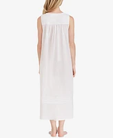 Eileen West Lace-Trimmed Cotton Ballet-Length Nightgown