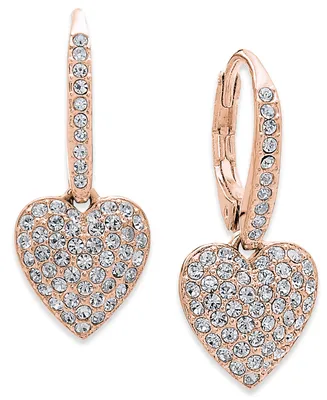 Eliot Danori Pave Heart Drop Earrings, Created for Macy's