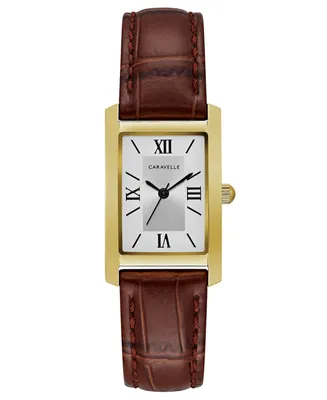 Caravelle Designed by Bulova Women's Brown Leather Strap Watch 21x33mm