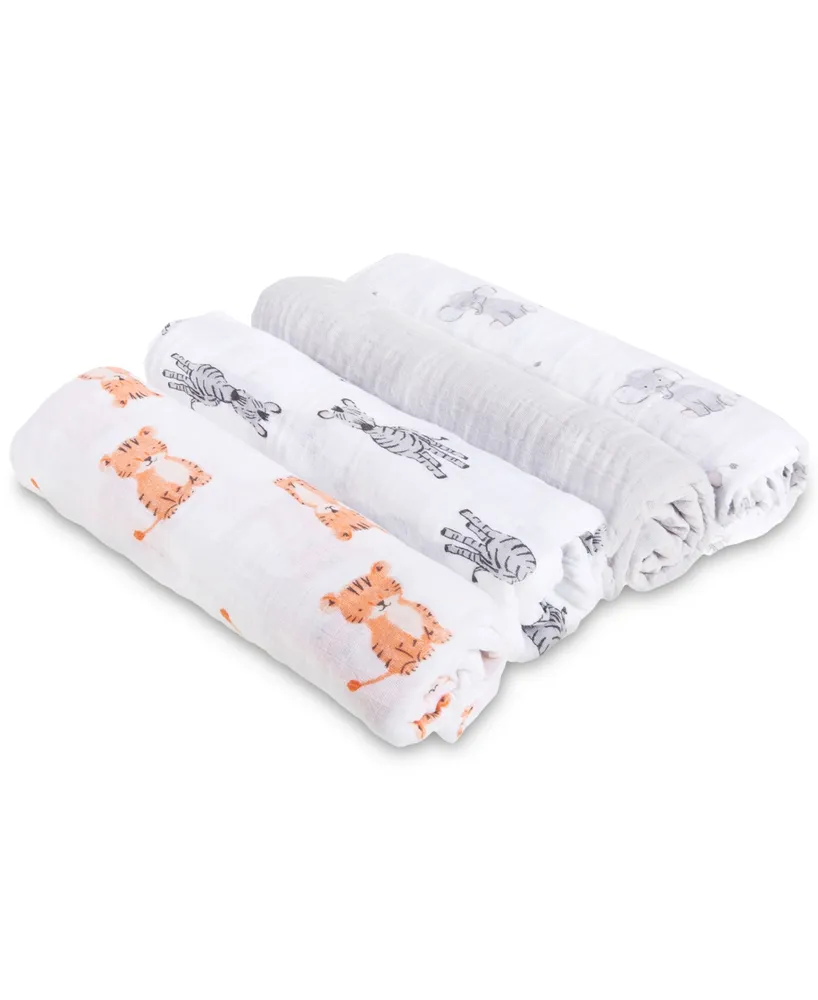 aden by aden + anais Baby Boys or Baby Girls Animal Swaddle Blankets, Pack of 4